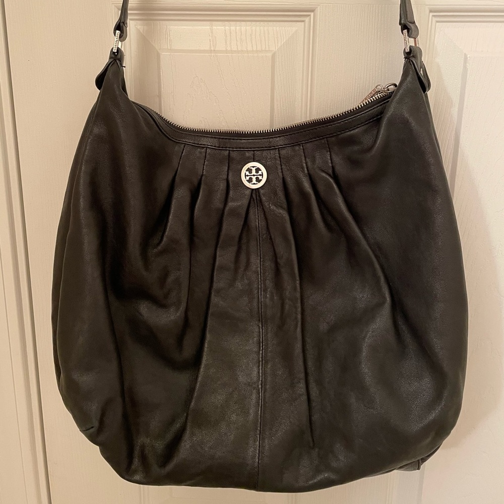 Tory Burch Verona Pleated Black Leather Handbag